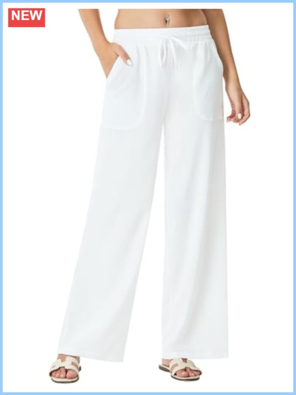 Flowy Wide Leg Palazzo Pants with Zip Pocket